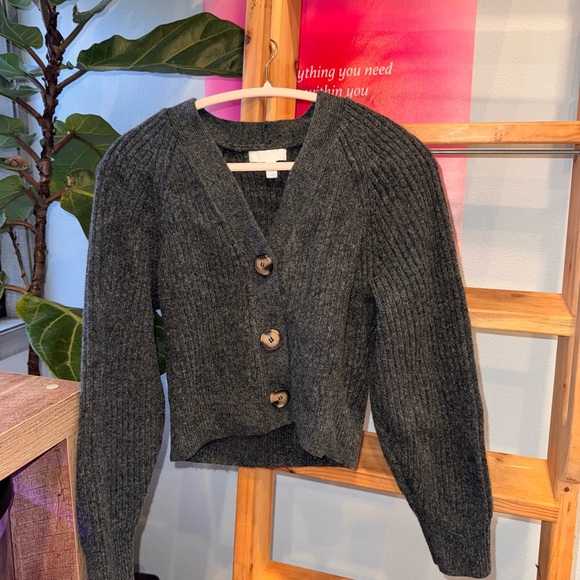 Charcoal Button-Up Women's Sweater - Picture 1 of 4